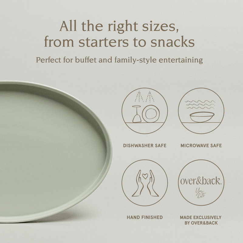 Green Ceramic Oval Stackable Serving Platter