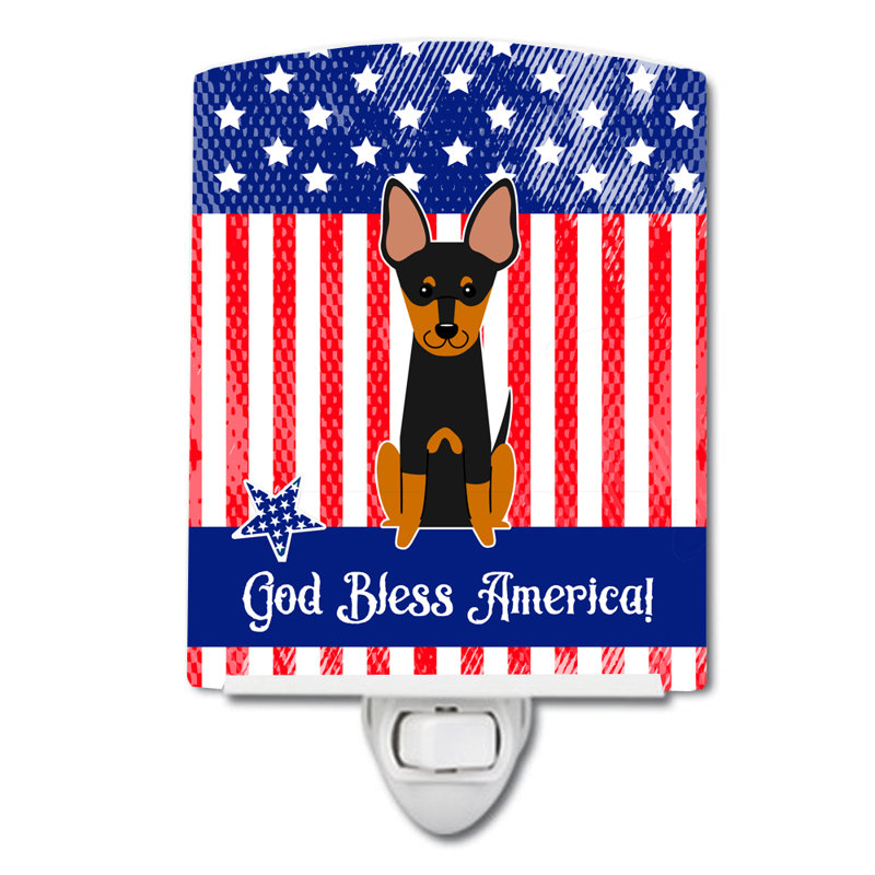 Éclairage de nuit en céramique patriotique usa carlin, Terrier d'agrément anglais