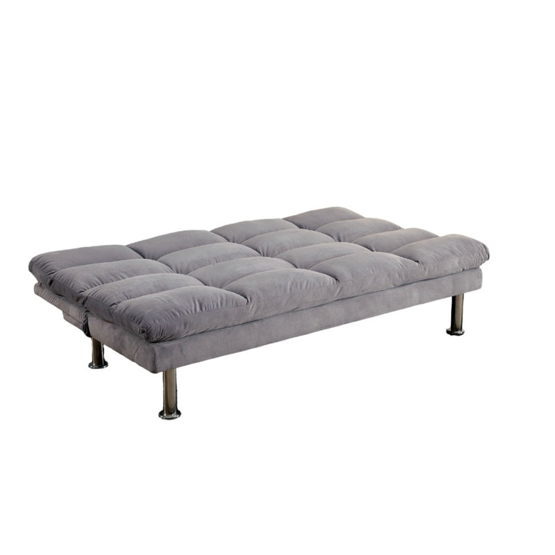 Contemporary Style Futon Bed Converted Into Bed With Extra Support Leg Primary Living , Gray
