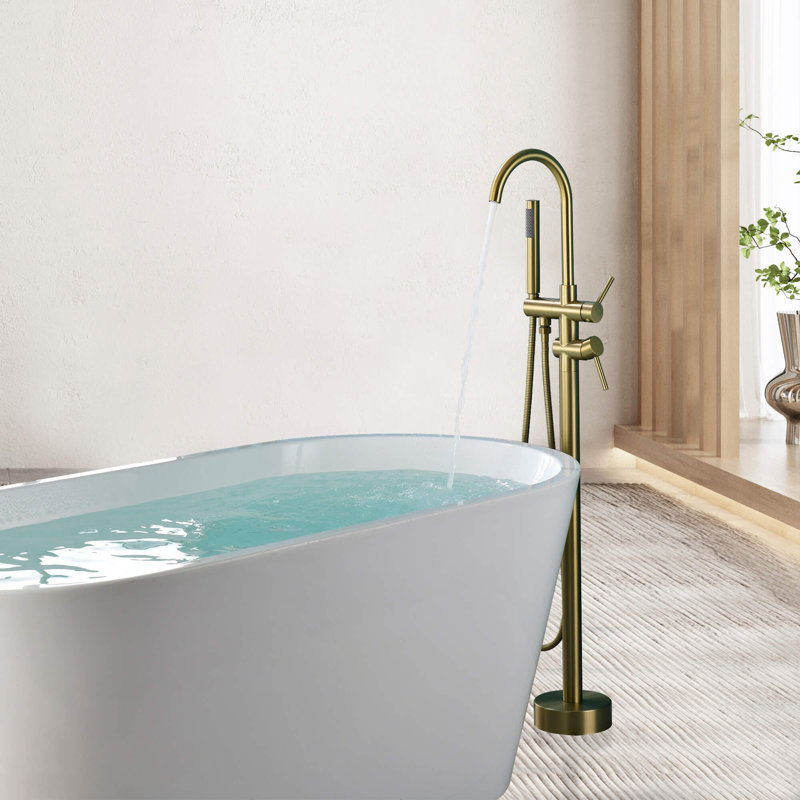 Floor Tub Filler, Brushed Gold