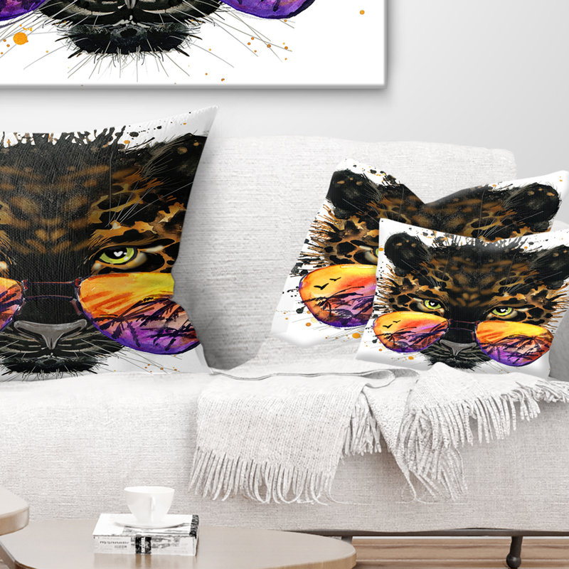 Coussin lombaire à l’animal, jaguar et verres
