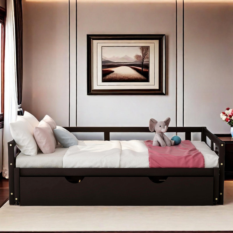 Extending Wooden Daybed With Handy Pull-out Trundle, Espresso