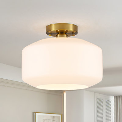 Plafonnier encastré tambour moderne en verre givré Modern