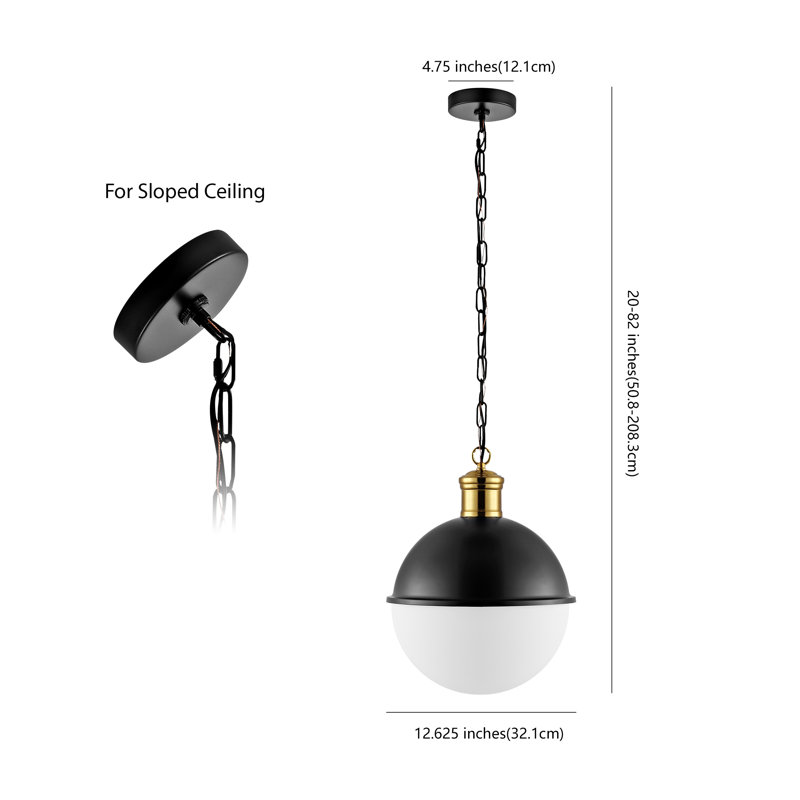Luminaire suspendu en forme de globe à 1 lumière Dumbarton, Noir