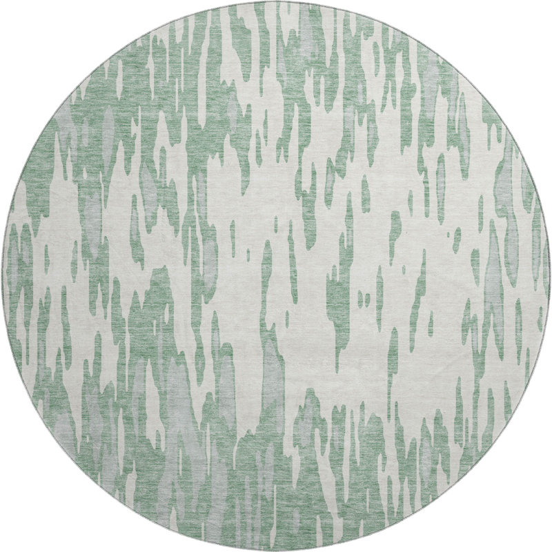 Premium Machine Washable Prisco Sage Rug, Round 8'