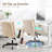 Criss Cross Legged Office Chair with Wheels,Wide Office Desk Chair with Flipable Back Cushion,Mid Back Ergonomic Computer Chairs(Beige)-163819027