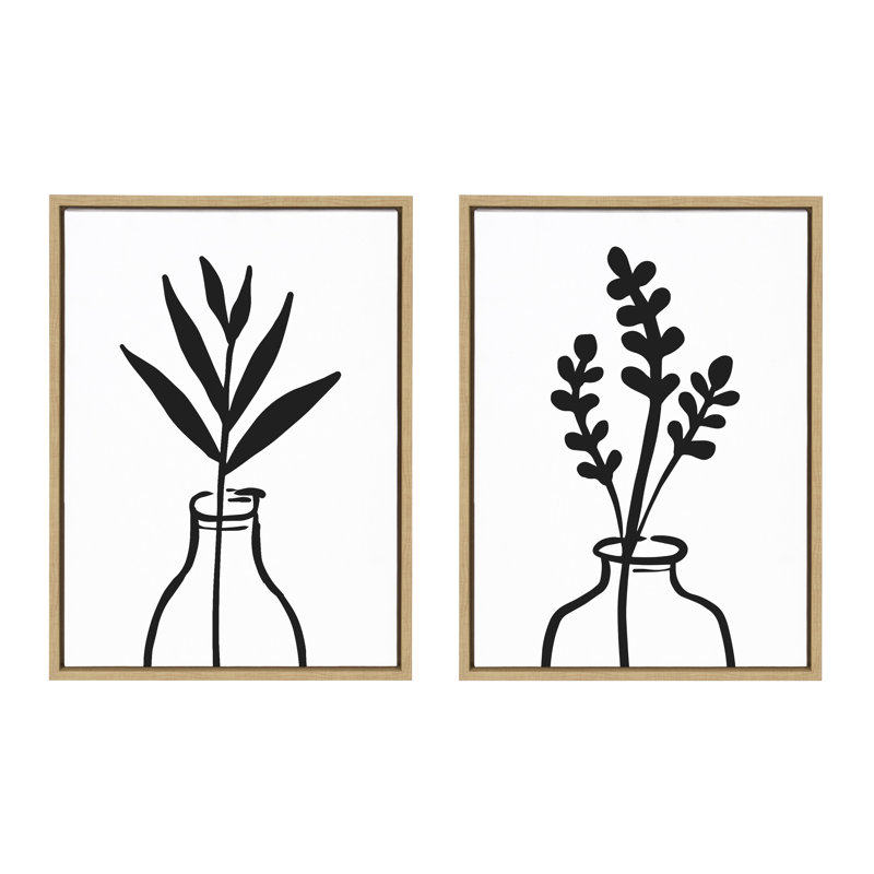 " Modern Botanical Vase 2 And 4 " by The Creative Bunch Studio 2 - Pieces Painting Print