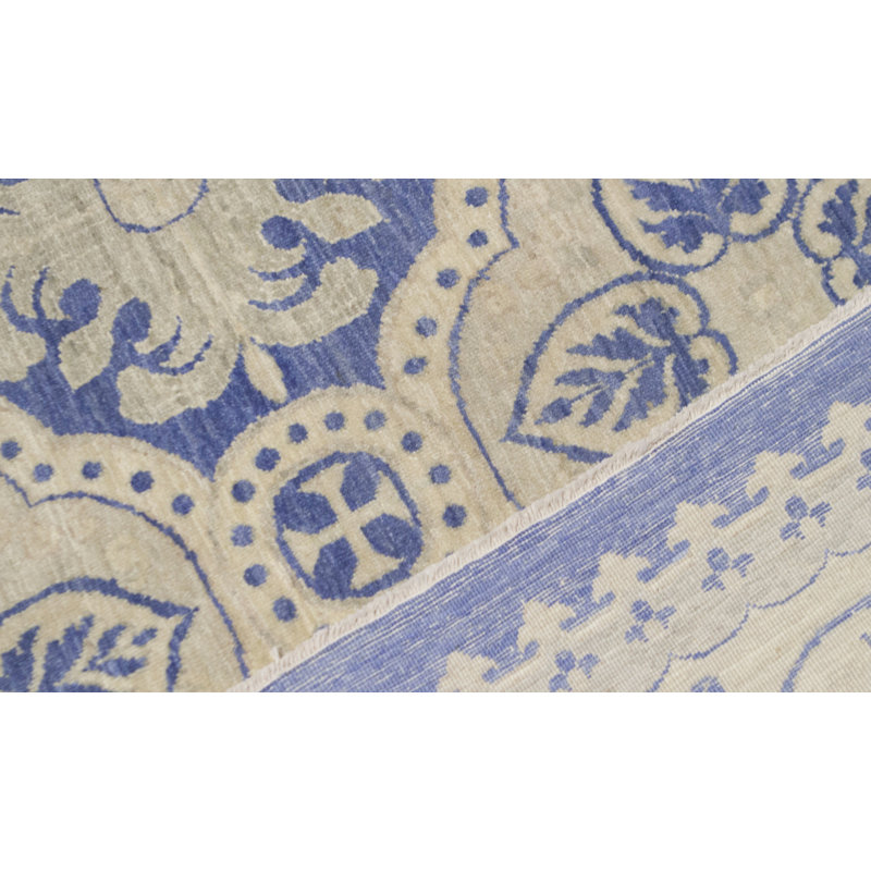 Tapis bleu et brun de haute qualité noué à la main Ziegler