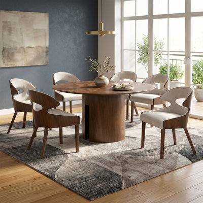 Farrish Solid Wood 7-Piece Round Dining Table Set