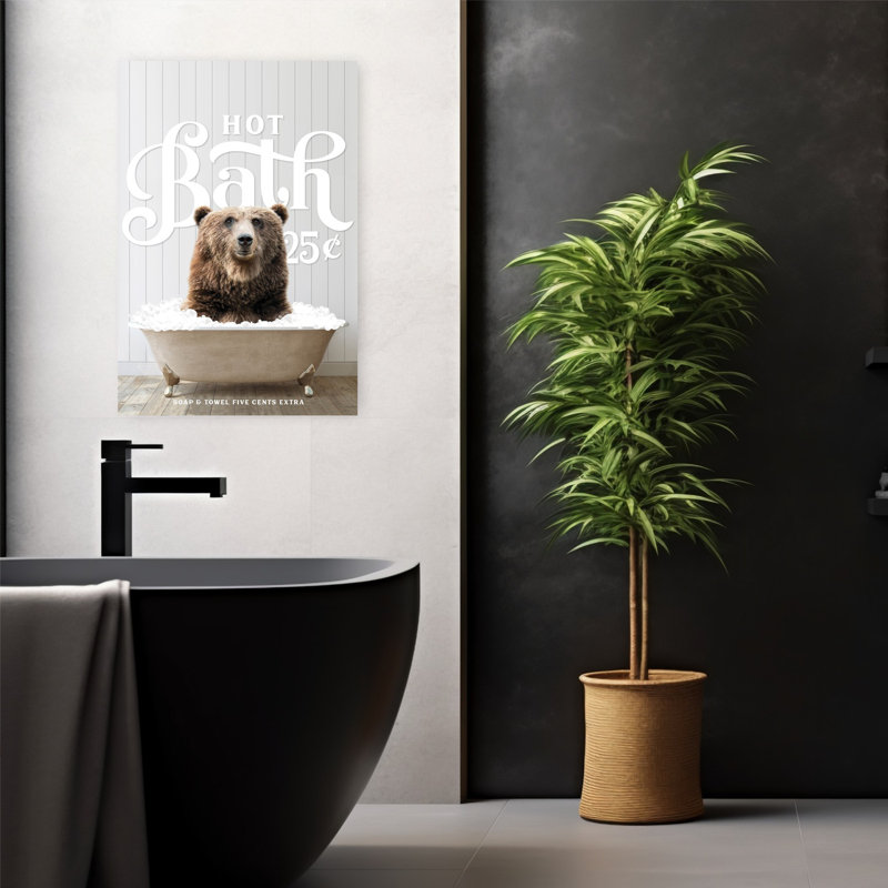 «Bear Hot Bath», art lunatique contemporain, H 24 po x l 16 po