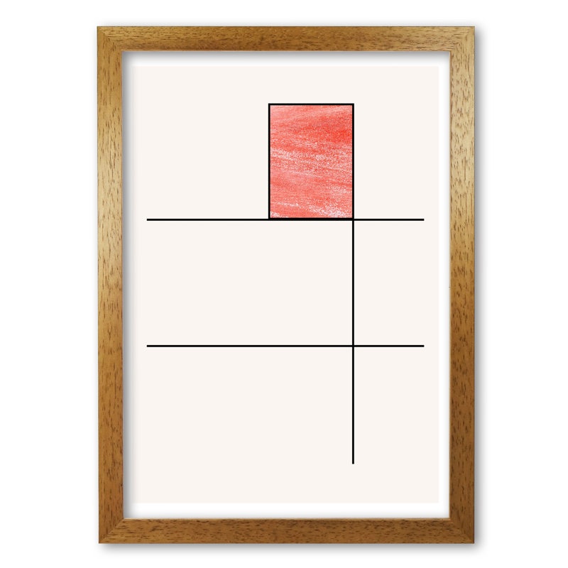 Abstract Crayon Geo 2 - Print, 30 cm H x 21 cm W x 5 cm D, Honey Oak Frame