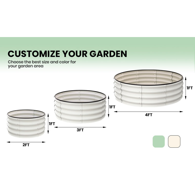 Metal Raised Garden Bed, 30cm H x 120cm W x 120cm D, White