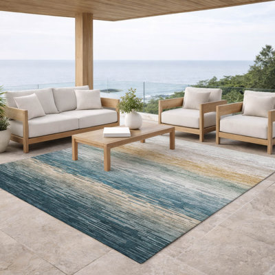 Machine Washable Indoor/Outdoor Chantille ACN2941 Striped Rug