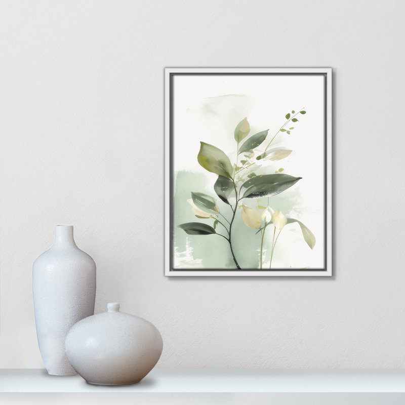 «Greenery Serenade II» par Irena Orlov, Toile avec cadre, L 12,5 po x H 15,5 po, Flotteur blanc