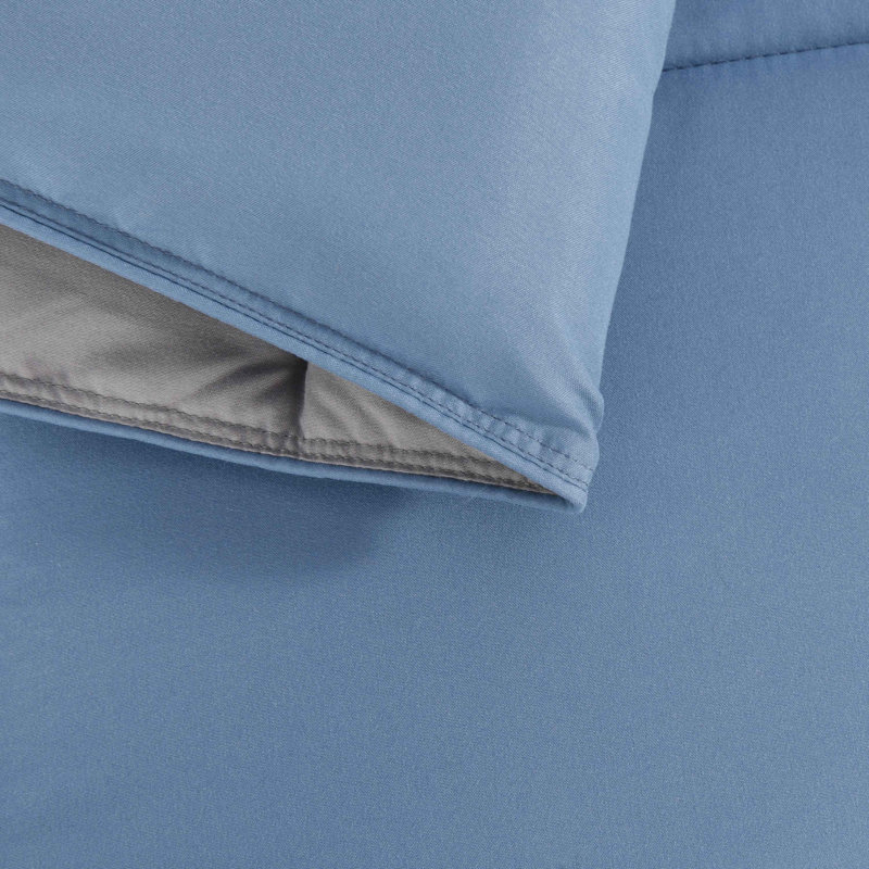 All Season Reversible Down Alternative Comforter Set with Shams - Breathable, Soft, Fluffy, Dusty Blue