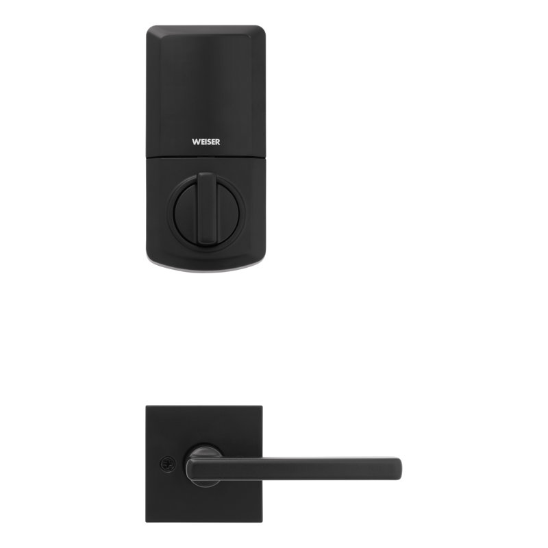 San Clemente/Halifax/SmartCode Handle With Lever And Deadbolt Reversible Entry Set, Noir mat