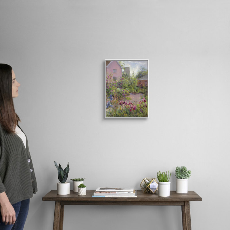 «Herb Garden at Noon» par Timothy Easton - reproduction d'art sur toile, Cadre flottant blanc, H 18 po x l 14 po x P 1,75 po