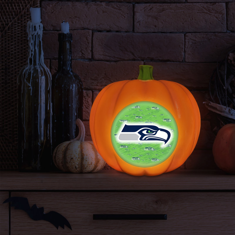 Décoration citrouille en résine avec logo DEL 3D des Seahawks de Seattle (NFL) | 25 cm