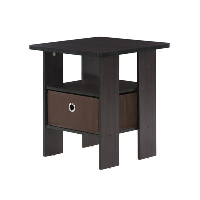 Stanbridge Side Table Nightstand with Fabric Storage Bin