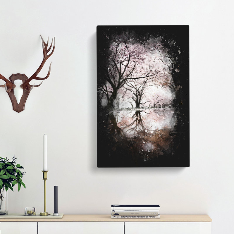 Reflection Of The Pink Blossom Trees - Wrapped Canvas, 76cm H x 50cm W x 3cm D