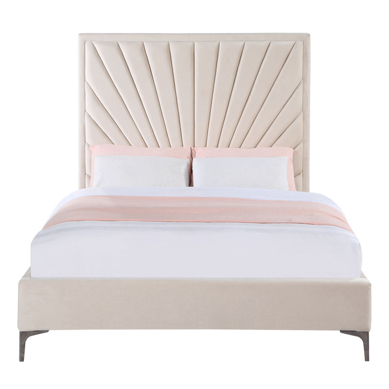 Lit capitonné beige Orpheus, Grand