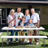 180 Cm Plastic Folding Bench Portable Fold-In-Half Seat-White
