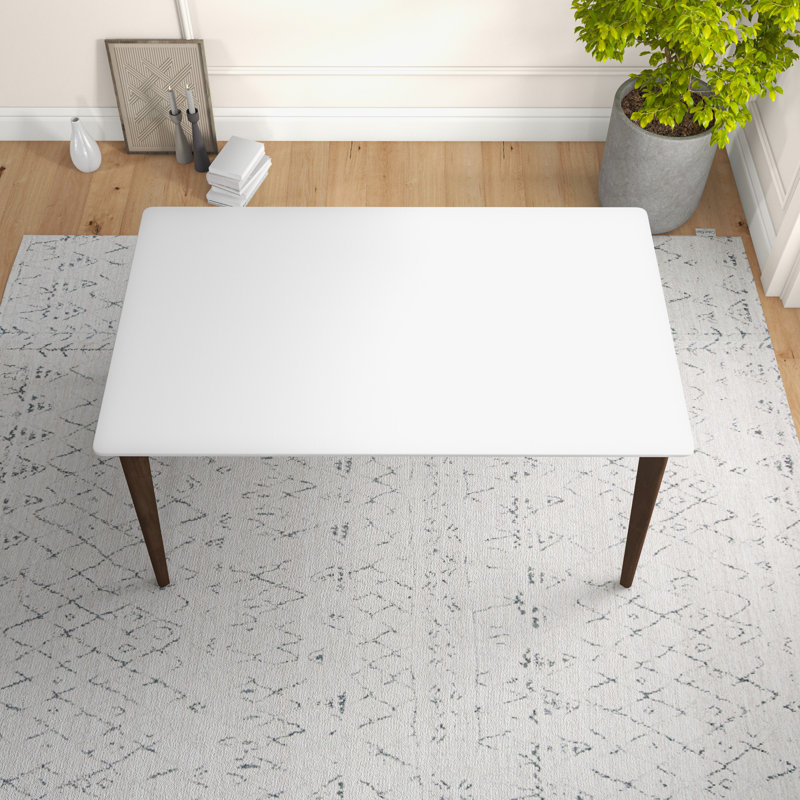 Bairoil 59" Eucalyptus Solid Wood Dining Table, White Top/Brown Base