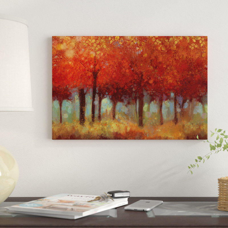 « red forest », impression sur toile, H 26 po x l 40 po x P 1,5 po, Pas de tapis, Toile tendue