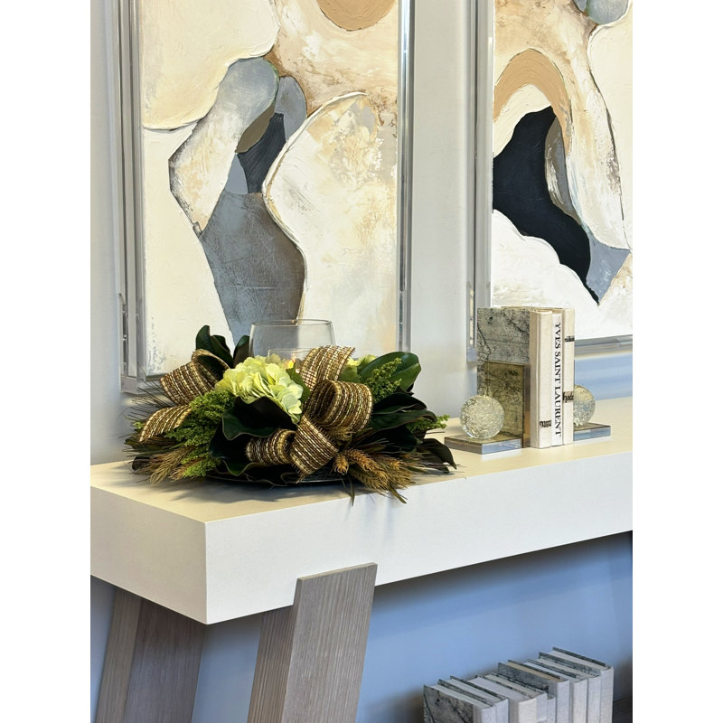 Hydrangea and Magnolia Leaf Centerpiece