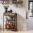 Coffee Bar Cart With Storage, 3-Tier Coffee Table With Drawer For Home Buffets & Sideboards,Coffee Station Corner Table With Rolling Wheels For Kichen, Entryway,(Brown And Black)