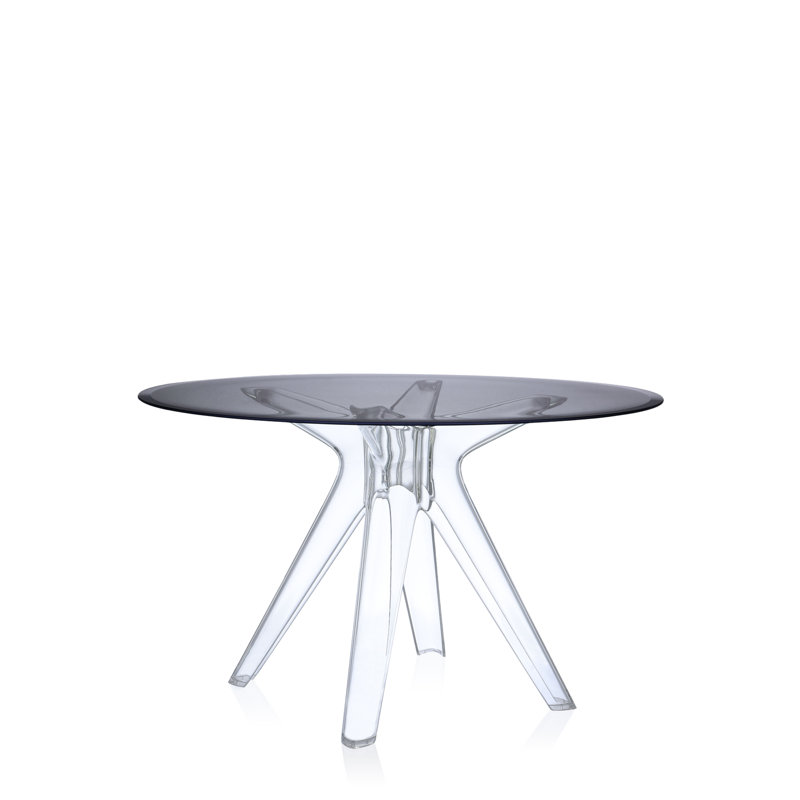 Sir Gio Round Glass Top Dining Table, Transparent, Smoke Gray