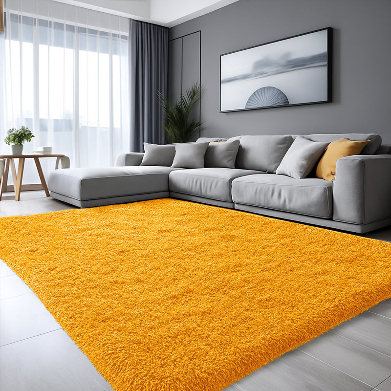 Solid Colour Shag Area Rug, Runner 80 x 300 cm, Ochre