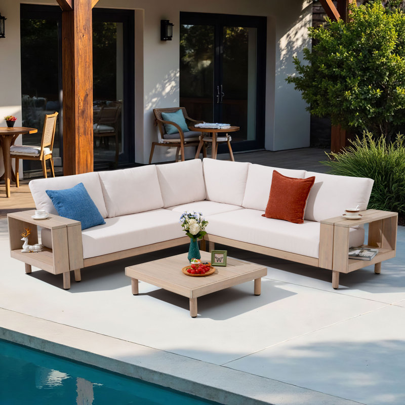 Ensemble de conversation modulaire avec coussins 4 pièces Eucalyptus, Crème