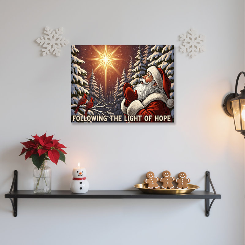 Père Noël, art mural sur toile, H 12 po x l 18 po