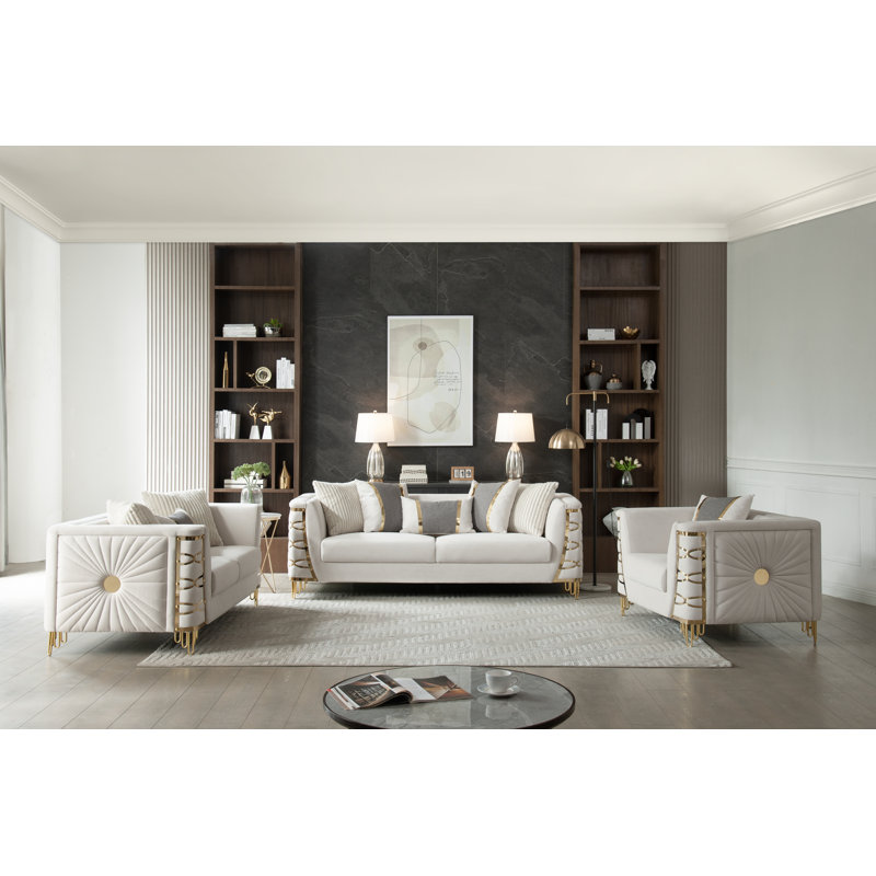 Ensemble de salon 3 pièces # 8125 Contessa, Beige