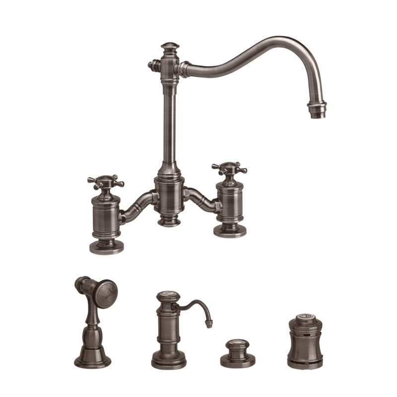 Annapolis Bridge Faucet - Cross Handles, Caribbean Bronze