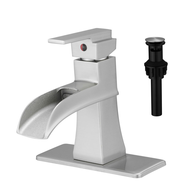 Robinet de salle de bain à trois trous avec ensemble de bonde, Nickel brossé