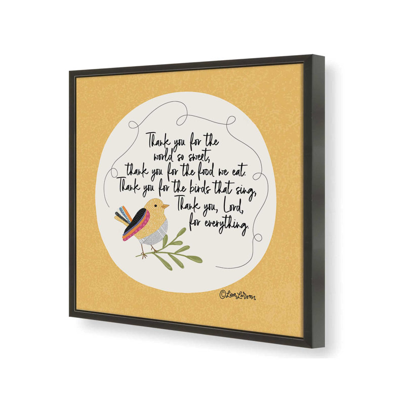 Thank You Prayer by Lisa Larson Art Print, L 20 po x H 20 po, Noir, Impression encadrée