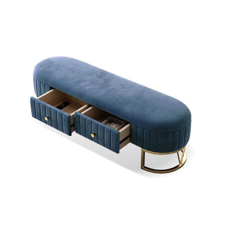 Banc avec revêtement, Bleu, H 16,93 po x l 55,12 po x P 17,72 po