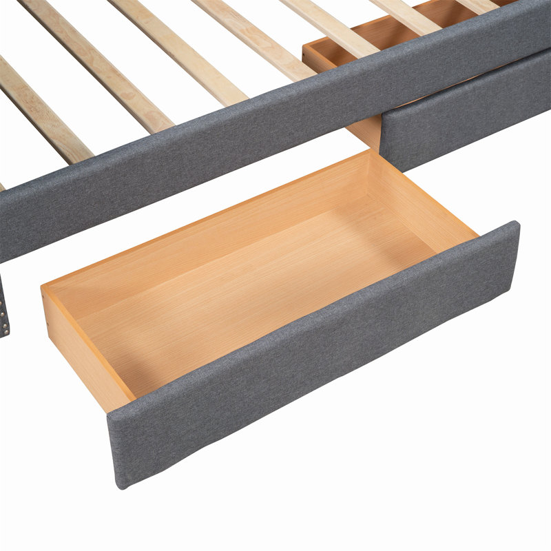 Stylish Upholstered Daybed with Two Convenient Drawers and Reliable Wood Slat Support System
