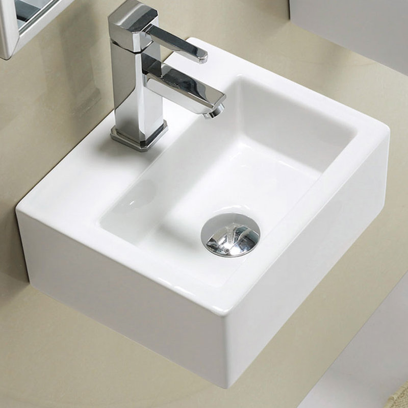 White Stone 280mm L x 325mm W White Ceramic Rectangular Sink
