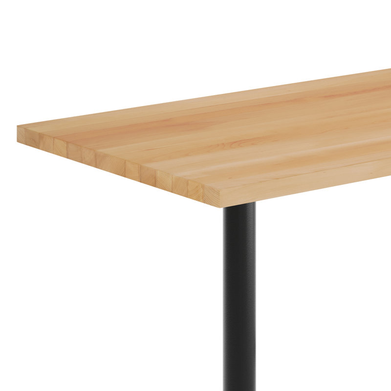 60"L x 30"W Solid Wood Commercial Tabletop with 22" x 22" Dining Height X-Bases, Natural Wood, Black, 29.5"H