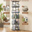 Bibliothèque rotative à 5 niveaux avec plateau tournant à 360 °, rangement fonctionnel pour étude, étagère à livres ronde à rotation verticale de couleur noire, rangement pour la maison Spinning, + fer-131098895