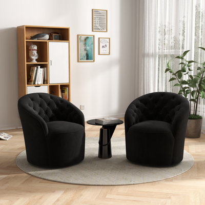 Kehr Velvet Swivel Barrel Chair