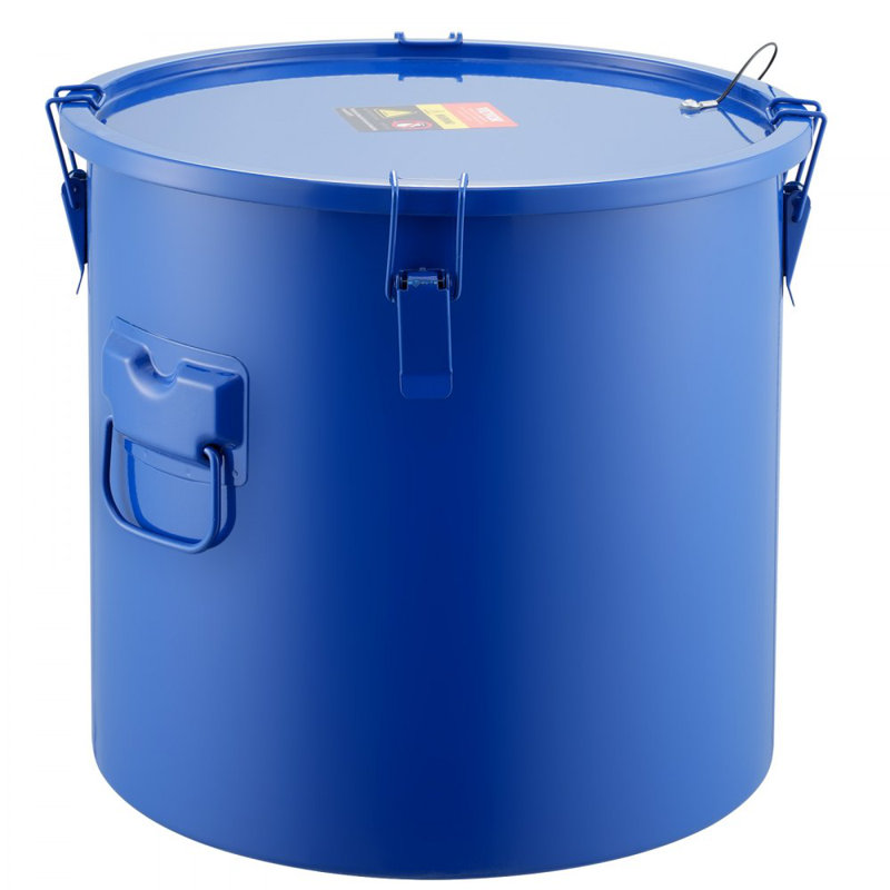Fryer Grease Bucket, 6 Gal Oil Disposal Caddy Carbon Steel Fryer Oil Bucket with Rust-Proof Coating, Oil Transport Container with Lid, Lock Clips, Filter Bag for Hot Cooking Oil Filtering, Blue