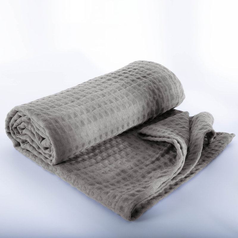 Jeté gaufré 100% coton Southshore Fine Linens, Gris, L 90 po x L 90 po