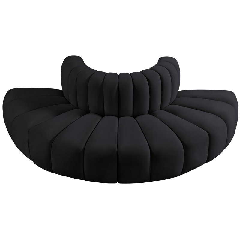 Iyleena Upholstered Curved Sectional Reversible, Black Velvet