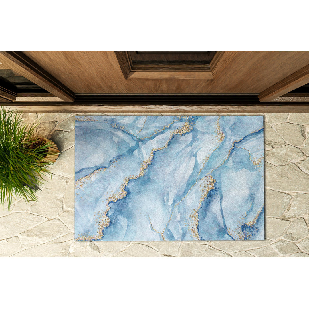 Blauer Marmor 60 x 90 cm Anti-Rutsch-Türmatte für draußen