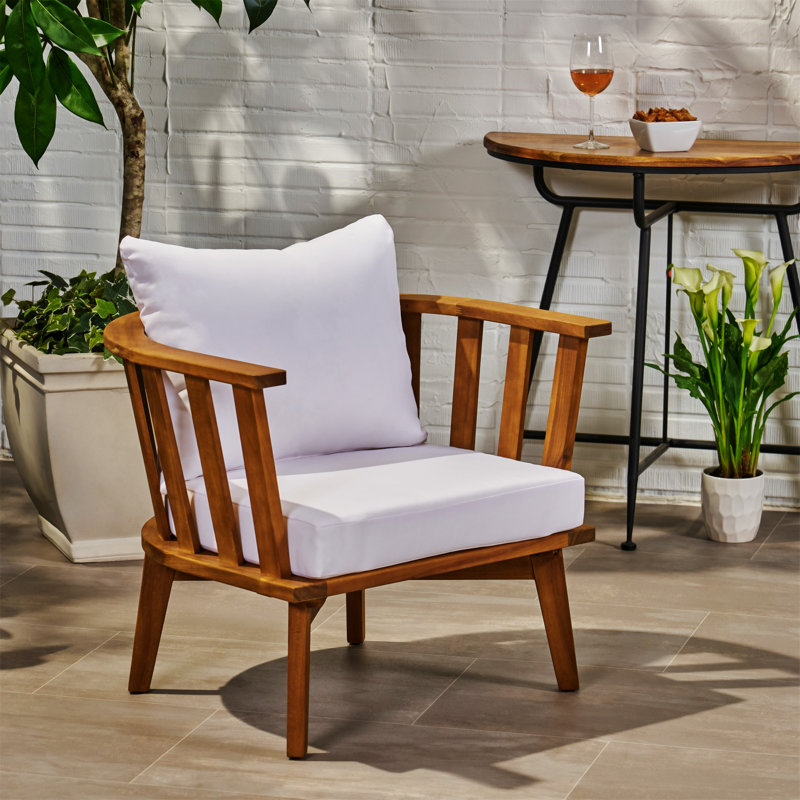 Fauteuil club d'extérieur en bois d'acacia (sans la table)