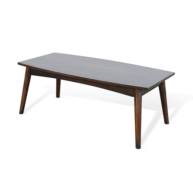Neva Coffee Table, 48 Inch Rectangular, Dark Brown Solid Wood
